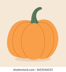 Ripe autumn pumpkin. Hand-drawn. Vector illustration in flat style.