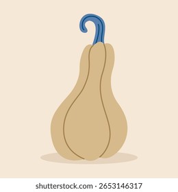 Abóbora de outono madura. Desenhado à mão. Ilustração vetorial em estilo plano.