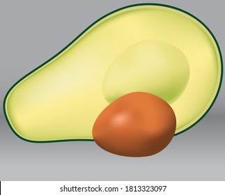 Vocado maduro cortado a la mitad con hueso