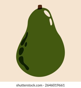 Abacate maduro. Fruta verde com casca, alimento orgânico inteiro para a dieta vegetariana, conceito de nutrição saudável, ingrediente superalimento orgânico tropical. Ilustração de abacate vetorial.