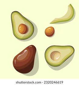 Ripe avocado illustration. Healthy natural food. Vector illustration EPS10.