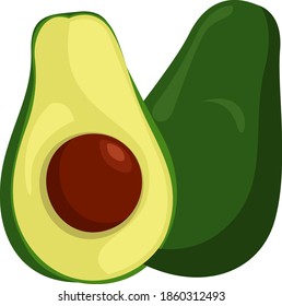 Reife Avocado, Illustration, Vektorgrafik auf weißem Hintergrund.