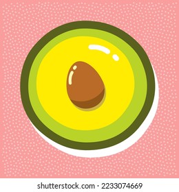 ripe avocado with pit, font abc, letter O