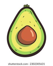 Ripe avocado slice, fresh and healthy snack icon isolated