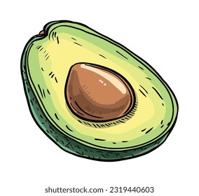 Ripe avocado slice, a healthy snack option icon isolated