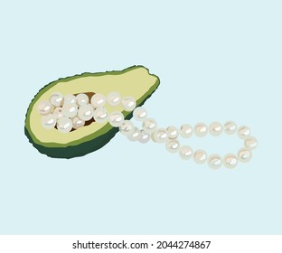 Vocado y perlas blancas
