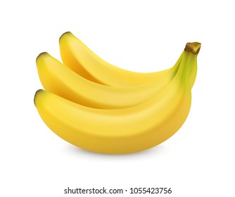 Ripe banana isolated on white. Sweet fruit. 3d realistic vector