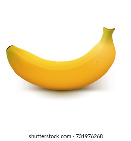 Ripe banana isolated on a white background. Realistic vector illustration. White or transparent background. EPS10