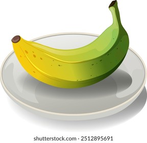 A ripe banana on a white plate