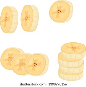 ripe banana slices vector illustration