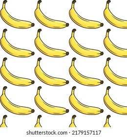 vectores de plátano maduro patrón sin fisuras sobre fondo blanco (fruta tropical) Diseñar volantes, baldosas, ropa y papel envolvente.