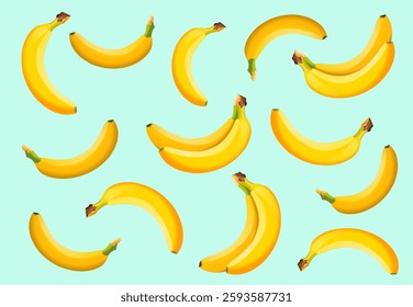Ripe bananas background. Vector art illustration