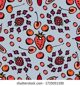 Ripe berries seamless hand-drawn pattern