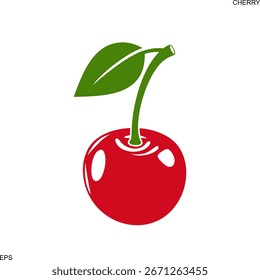 Baya madura. Baya roja. Logo de Cherry. Cereza aislada sobre fondo blanco