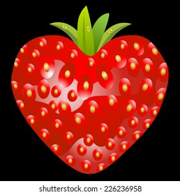 ripe berry of strawberry on a black background,vector illustration