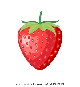 Ripe berry a wild strawberry on a white background. Vector illustration in flat style