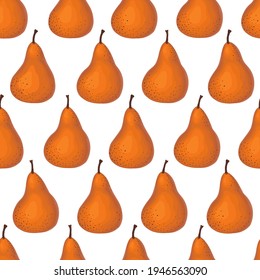 Ripe Bosc Pear seamless pattern. Color background.