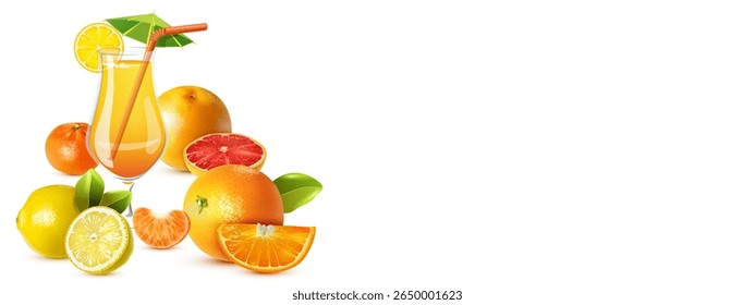 ripe bright citrus fruits lemon, orange, grapefruit, tangerine and