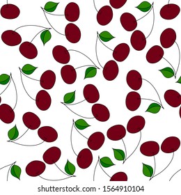 Ripe cherries. Seamless pattern with transparent background. Vector graphics