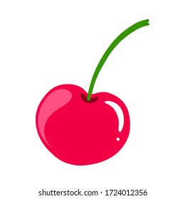 Ripe cherry. Decorative element. Vector illustration isolated on white background.