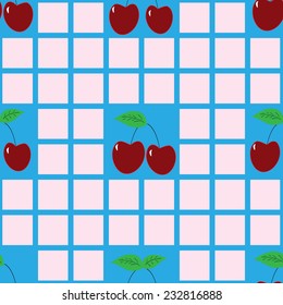 ripe cherry on a background of the cell. seamless pattern