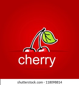 ripe cherry on a red background. there is a place for your text