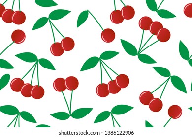 Ripe cherry, seamless vector pattern for wallpapers, textiles and web sites