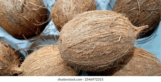 Coco maduro. Coco dulce. Primer plano de coco. Cocos en el supermercado.