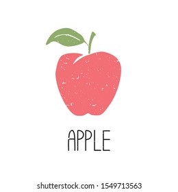 Ripe colored caption apple symbol isolated on transparent background. Colorful pictogram original design. Can be used for infographics, identity or decoration. Vector hand drawn illustration