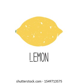 Ripe colored caption lemon symbol isolated on transparent background.  Colorful pictogram original design. Can be used for infographics, identity or decoration. Vector hand drawn illustration