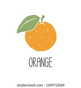 Ripe colored caption orange symbol isolated on transparent background. Colorful pictogram original design. Can be used for infographics, identity or decoration. Vector hand drawn illustration