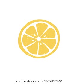 Ripe colored lemon slice symbol isolated on transparent background. Filled icon. Colorful pictogram original design. Can be used for infographics, identity or decoration. Vector illustration