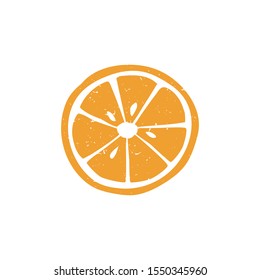 Ripe colored orange slice symbol isolated on transparent background.  Colorful pictogram original design. Can be used for infographics, identity or decoration. Vector hand drawn illustration