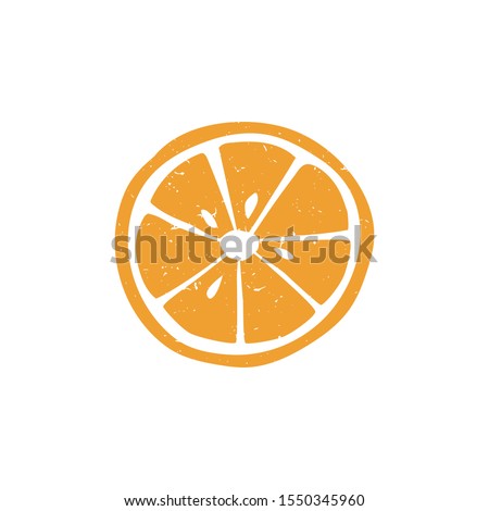 Ripe colored orange slice symbol isolated on transparent background.  Colorful pictogram original design. Can be used for infographics, identity or decoration. Vector hand drawn illustration
