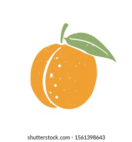 Ripe colored peach symbol isolated on transparent background. Colorful pictogram original design. Can be used for infographics, identity or decoration. Vector hand drawn illustration