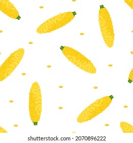 Ripe corn seamless pattern. Cartoon vector illustration.
