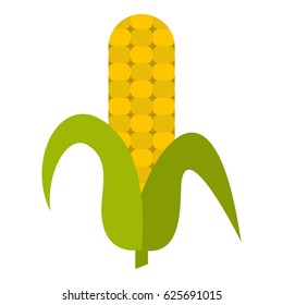 Ripe corncob icon flat isolated on white background vector illustration