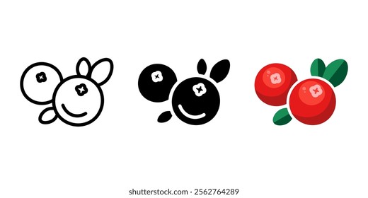 Ripe cranberry color icon. Red american berry symbol. Fresh fruit sign. Summer pictogram.