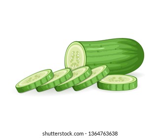 ripe cucumber cut segment vector illustration