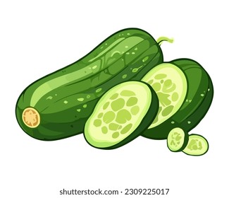 Ripe cucumber slice, perfect for summer salads icon isolated