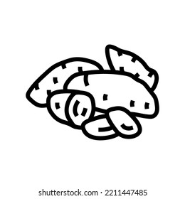 ripe cut potatoes sweet line icon vector. ripe cut potatoes sweet sign. isolated contour symbol black illustration
