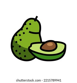 ripe delicious avocado  color icon vector. ripe delicious avocado  sign. isolated symbol illustration