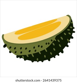 Ripe durian fruit vector illustration isolated on white. Tropical exotic food concept for Asian cuisine and fruit market themes.