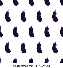 Planta de berenjenas maduras. Ilustración plana vectorial. Patrón sin problemas.