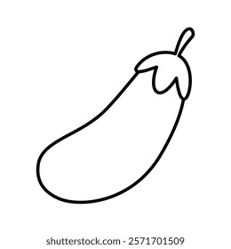 Ripe eggplant. Vector outline illustration.