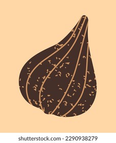 Ripe fig icon. Seasonal farm organic harvest. Autumn Vegetable Festival in October. Delicious and healthy food for cooking. Fruit or product for eating. Hand drawn cartoon flat vector illustration