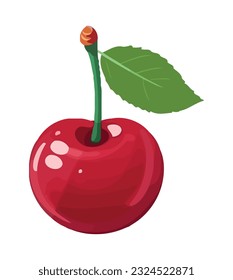 Ripe fresh cherry, juicy and fresh, a delight icon isolated