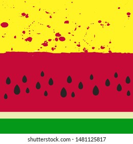 Ripe fresh juicy watermelon slice, Summertime. Vector colorful pattern
