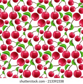 Ripe fresh natural organic fruit cherry seamless pattern vector illustration