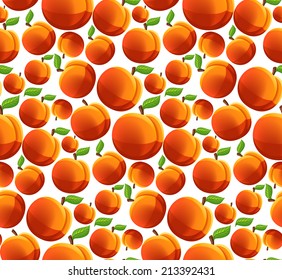 Ripe fresh natural organic fruit peach seamless pattern vector illustration